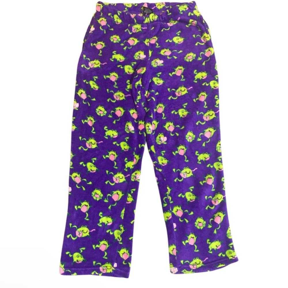 Purple and Green Frog Pajama Bottoms with Elastic Waistband i5 Apparel - Size L
